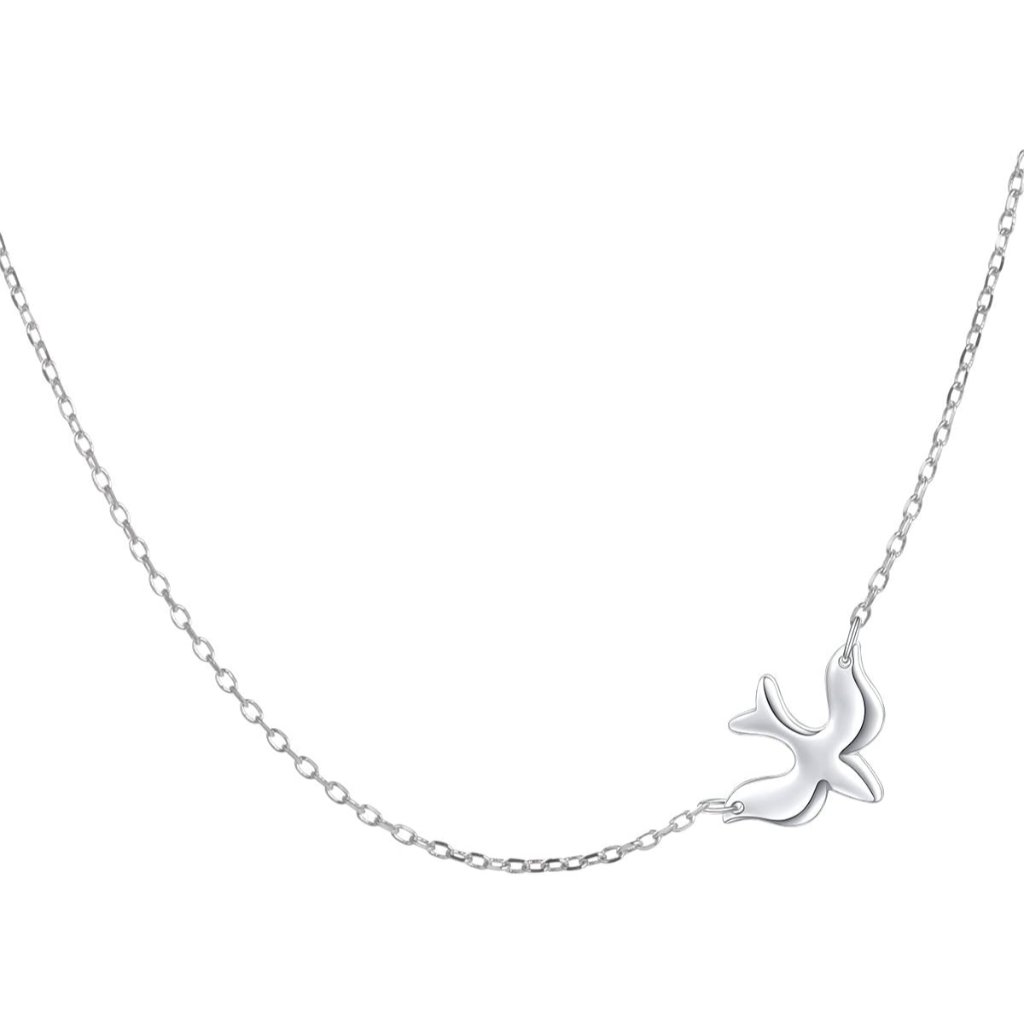 Sterling Silver Doves Faith Hope Love Necklace 16+2in Rolo Chain Jewelry